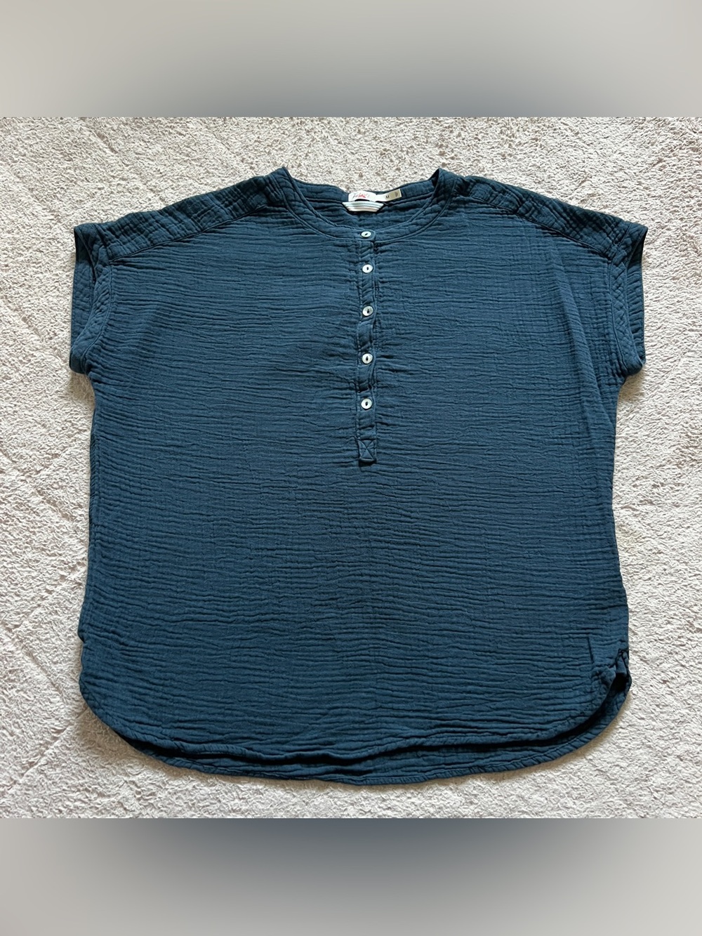Faherty Dream Desmond Top Organic Cotton Gauze Boxy Minimalist Quiet Luxury Sz M